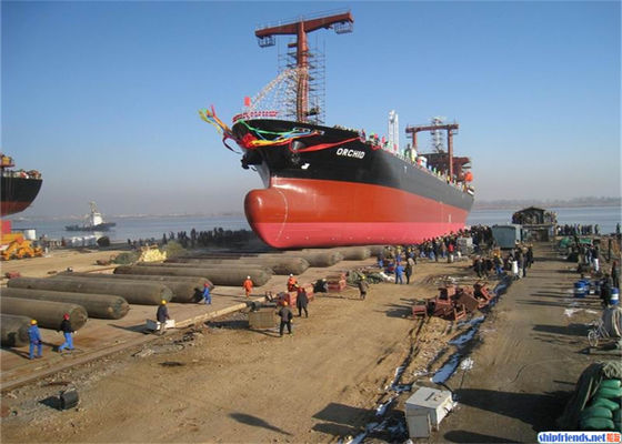 Qualité ISO 14409:2011 Airbag de lancement de navire certifié avec une durée de vie de 6 à 10 ans et une plage de diamètre de 0,8 à 3,0 m pour les applications maritimes usine